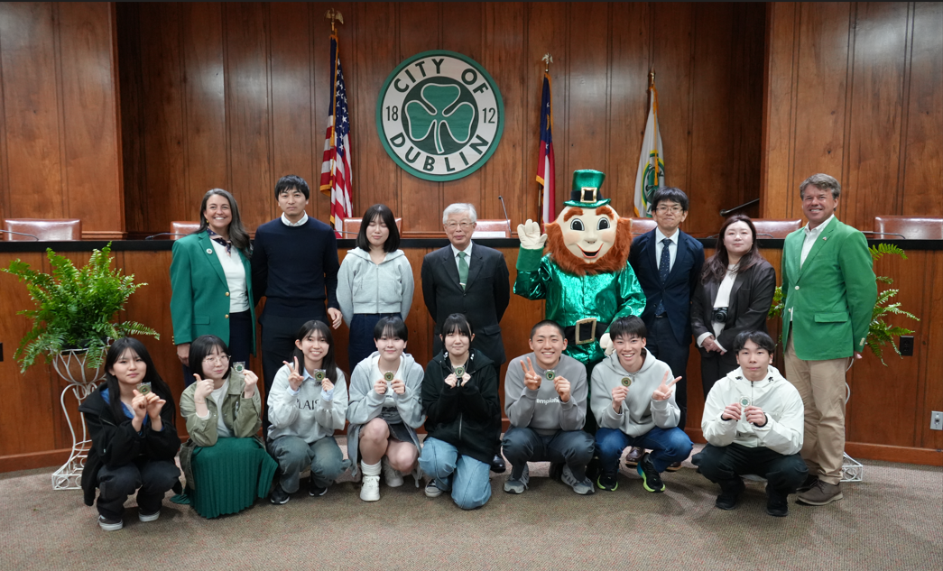 Japanese Guests with Mayor and Councilmember in the Council Chambers